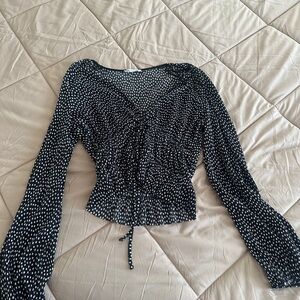 Zara Black and White Polka Dot Blouse